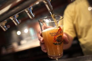 Barman naleje pivo do pohára